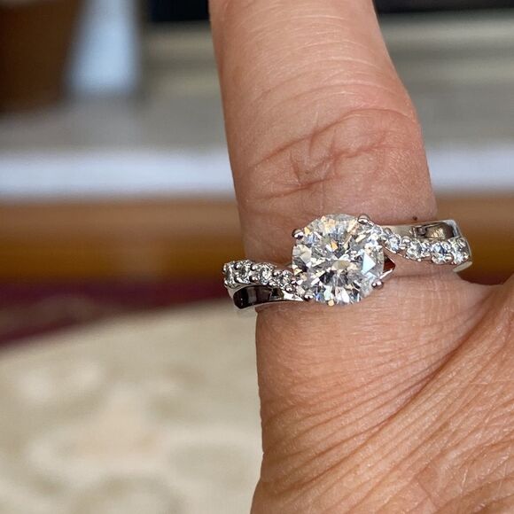 1.50 Carat Natural Diamond 14K White Gold Engagement Ring+Matching Band $14,235 - Picture 3 of 9